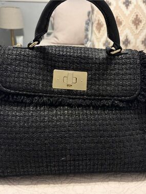 kate spade Black Tweed Crossbody with silver Turnlock